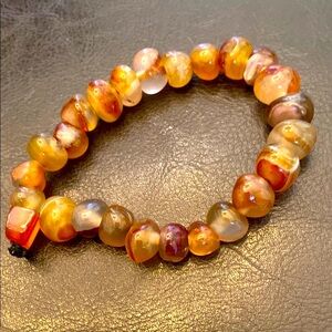 Rustic Orange and Brown Stone Beaded Bracelet